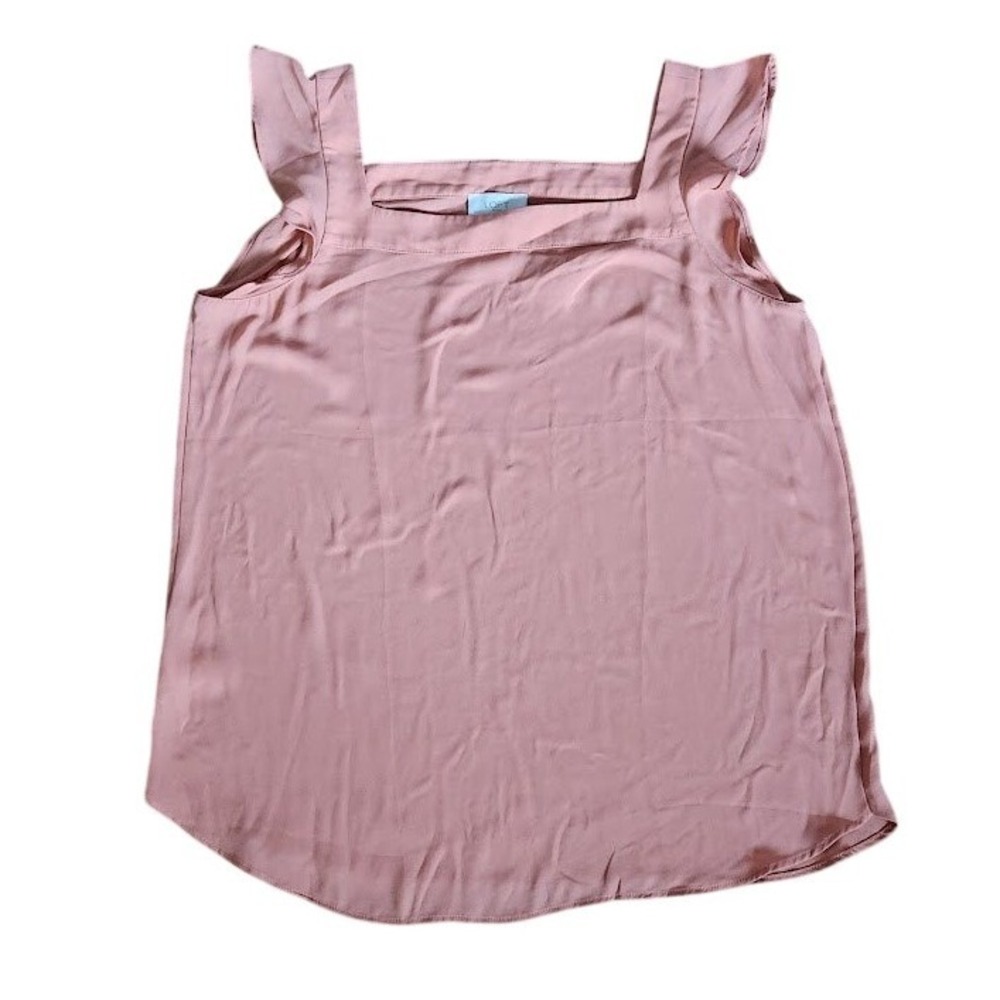 Loft Outlet Women's Pink Flutter Sleeve Square Neck Blouse Top Size Med 104